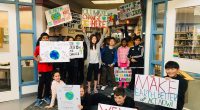 Ms. Keilty’s Grade 4/5 students took to the streets to spread their message about Climate change. 
